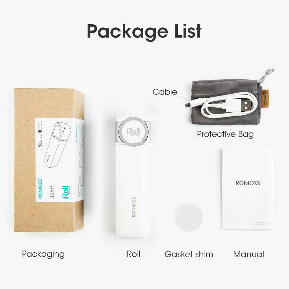 Portable Power Bank Battery Pack for Apple Watch, iPhone, Android Charging, 3250mAh - White