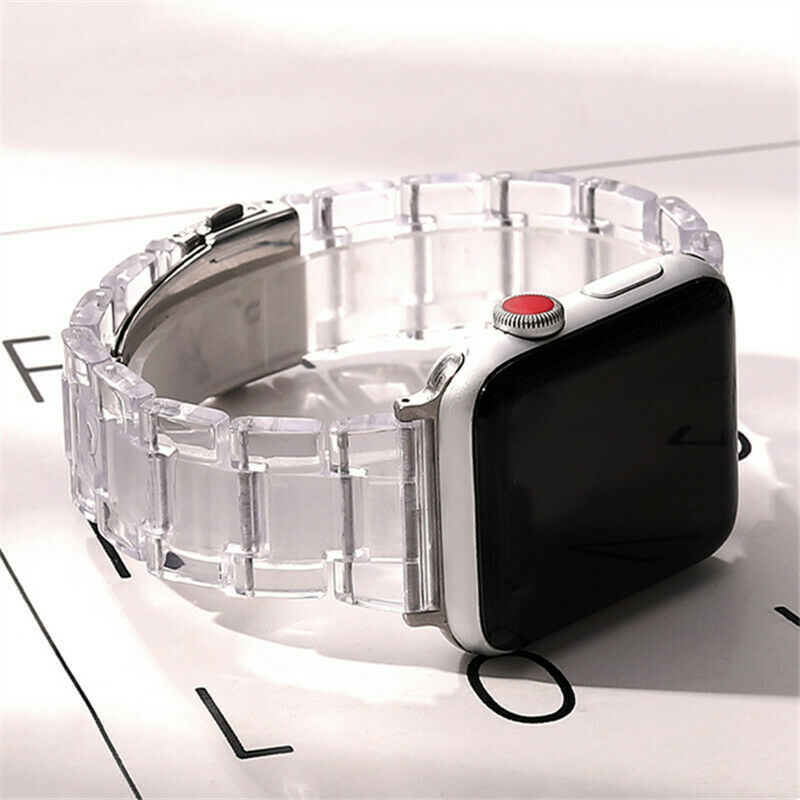 Resin Link Band compatible for Apple Watch, Metal Clasp Bracelet Strap