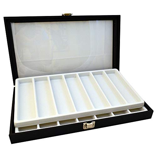 Wood Leatherette Box Glass Cover (Black/White)