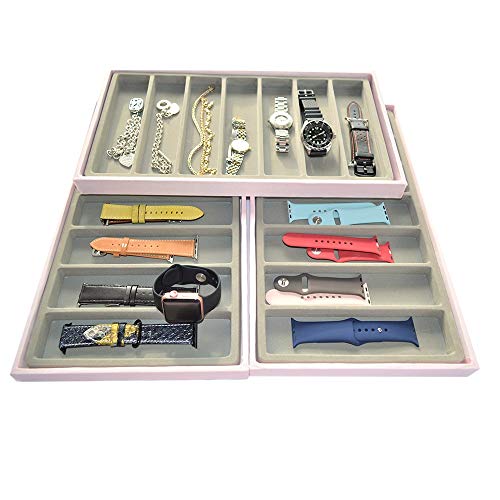Stackable Smartwatch & Accessories 3-Layer Organizer (Pink/Gray)