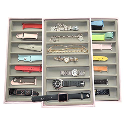 XCHANGEABLES apple watch bands stackable organizer jewelry storage case pink/grey_02