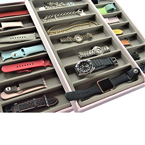 Stackable Smartwatch & Accessories 3-Layer Organizer (Pink/Gray)