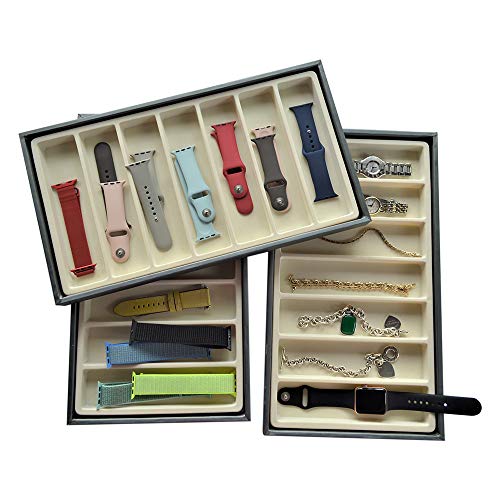 XCHANGEABLES apple watch bands stackable organizer jewelry storage case grey/beige_03
