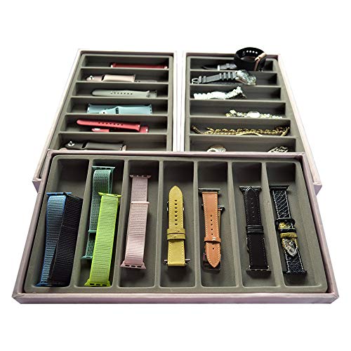 Stackable Smartwatch & Accessories 3-Layer Organizer (Pink/Gray)