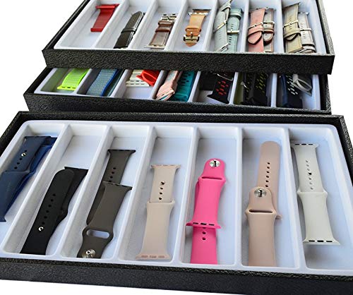 Stackable Smartwatch & Accessories 3-Layer Organizer (Black/White)