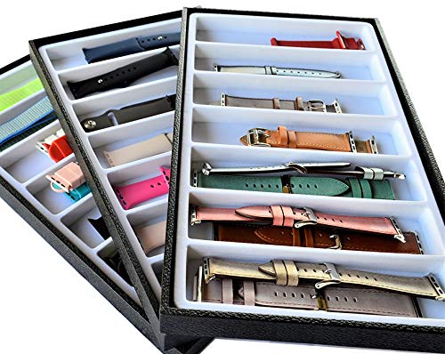 Stackable Smartwatch & Accessories 3-Layer Organizer (Black/White)
