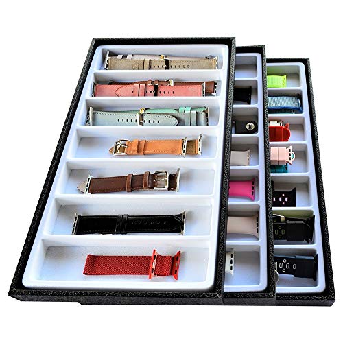 Stackable Smartwatch & Accessories 3-Layer Organizer (Black/White)