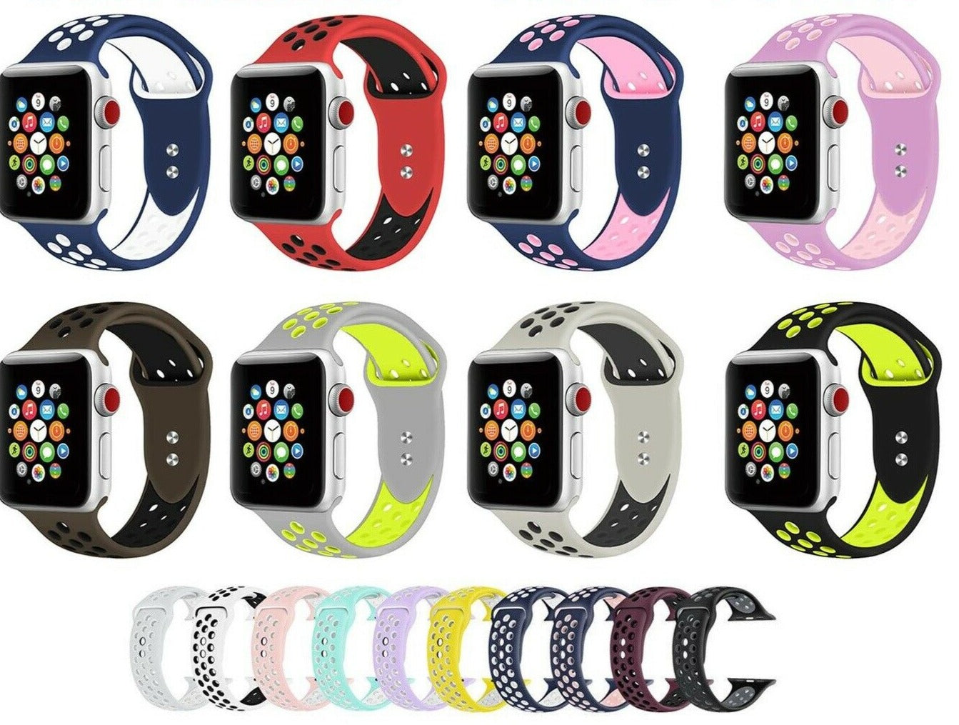 Sport Fresh Bands compatible with Nike+ Apple Watch, Silicon Rubber Strap