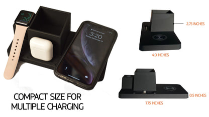 3 in 1 Charging Station Compatible iPhone Air Pods Apple Watch + Bands Organizer Storage
