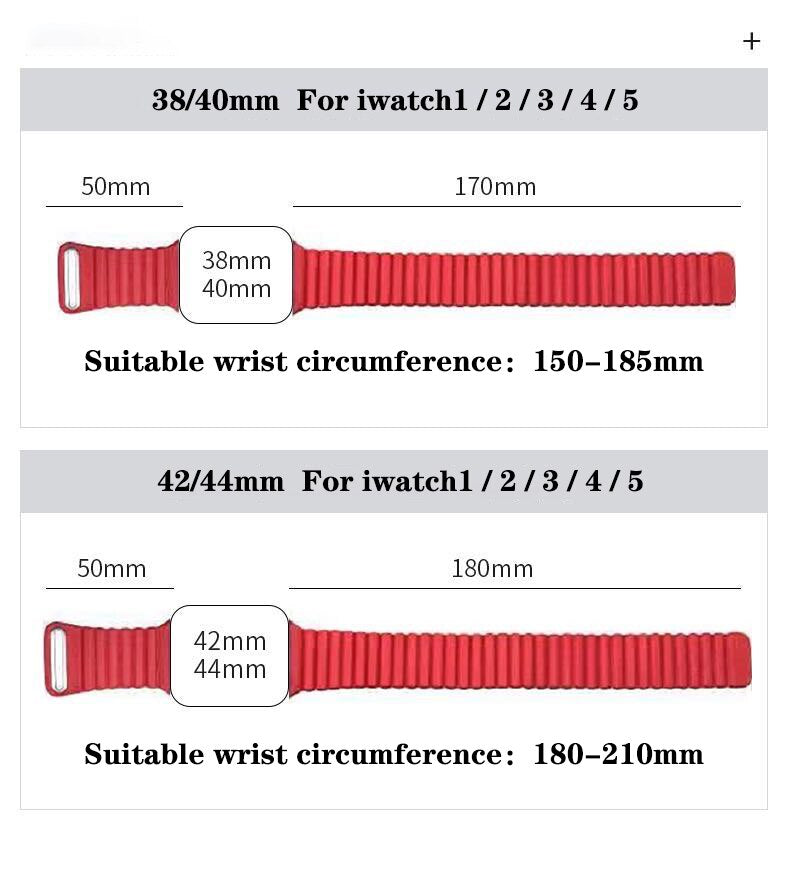 Leather Magnetic Bracelet Band Apple Watch Compatible, Loop Closure Strap