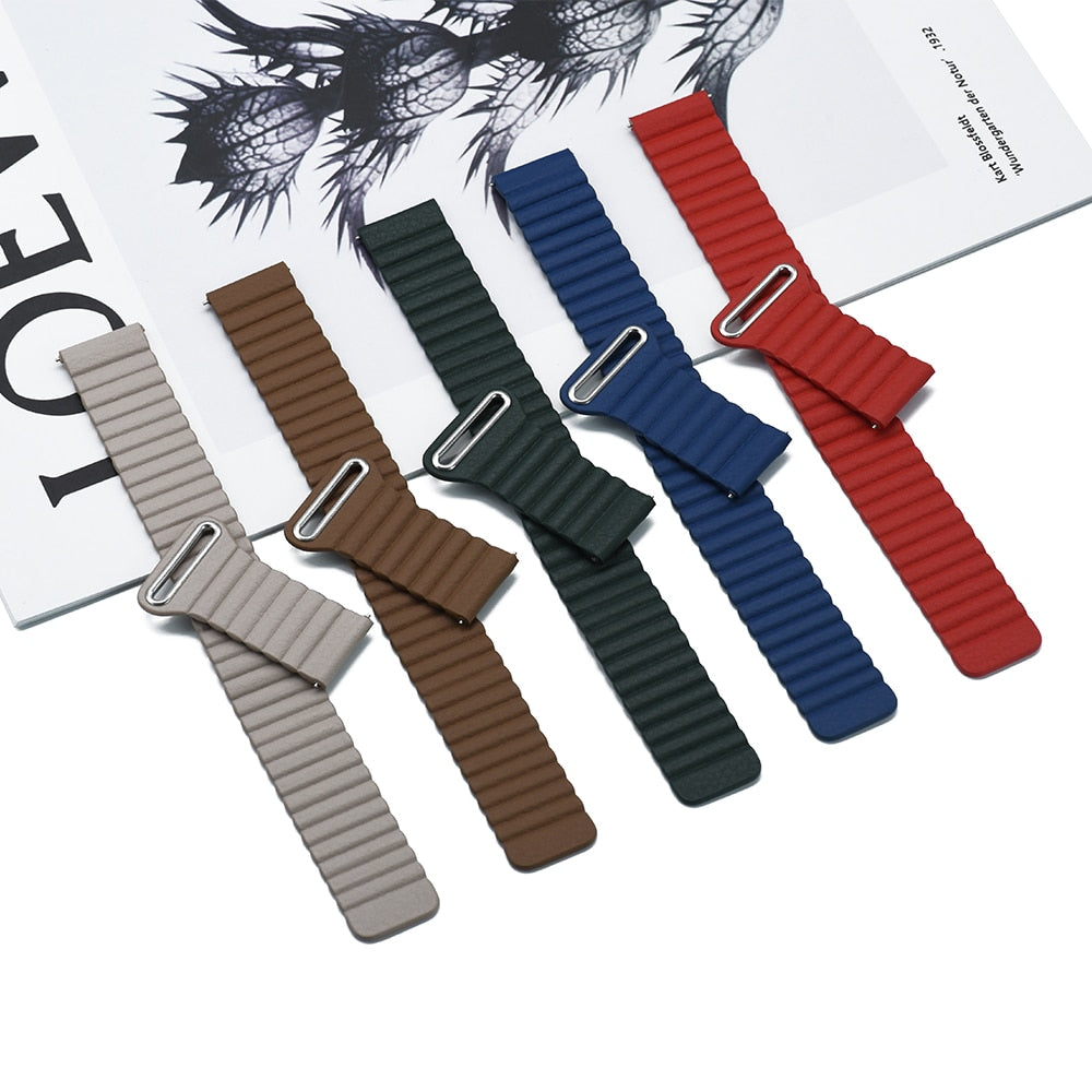 Leather Magnetic Bracelet Band Apple Watch Compatible, Loop Closure Strap