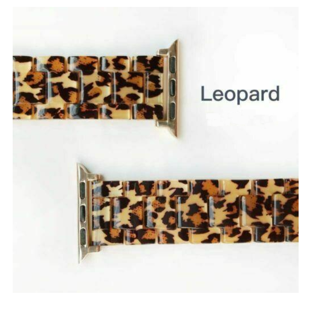 Resin Link Band compatible for Apple Watch, Metal Clasp Bracelet Strap