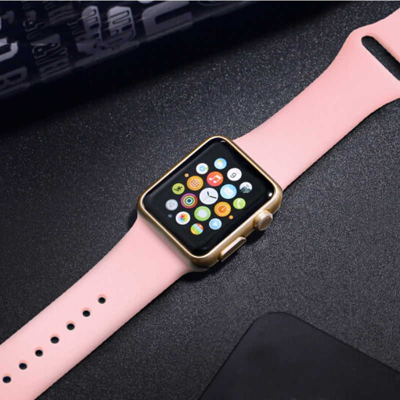 Sports Band compatible with Apple Watch, Silicon Rubber Strap