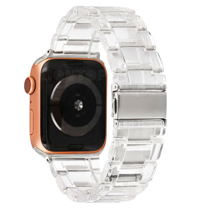 Resin Link Band compatible for Apple Watch, Metal Clasp Bracelet Strap
