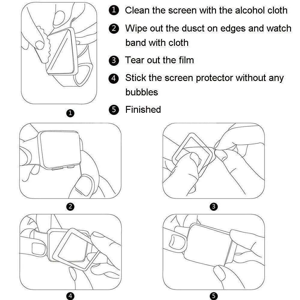 Screen Protector Film Cover for Apple Watch Display, Tempered Glass