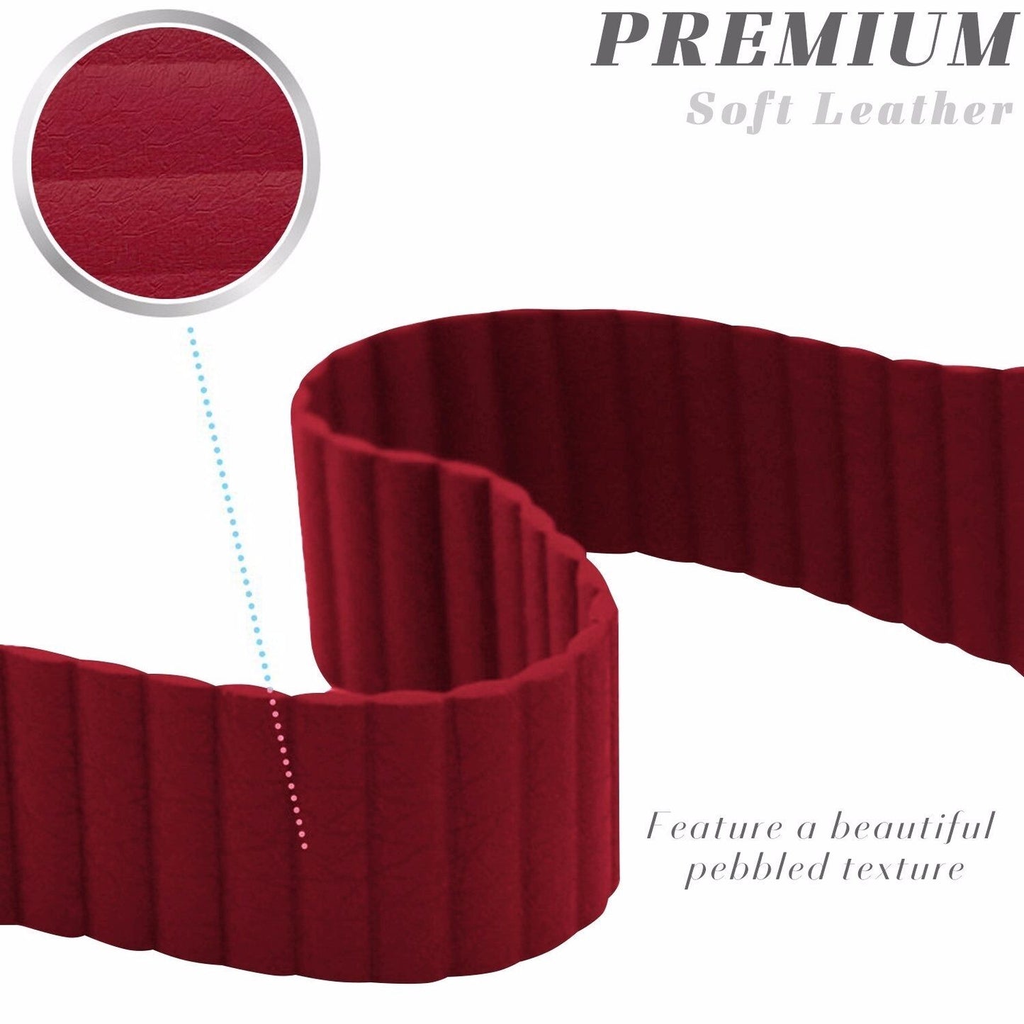 Leather Magnetic Bracelet Band Apple Watch Compatible, Loop Closure Strap