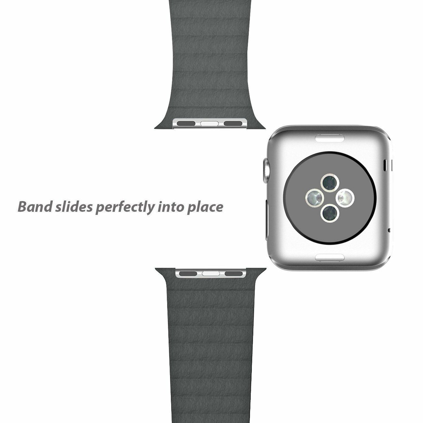 Leather Magnetic Bracelet Band Apple Watch Compatible, Loop Closure Strap