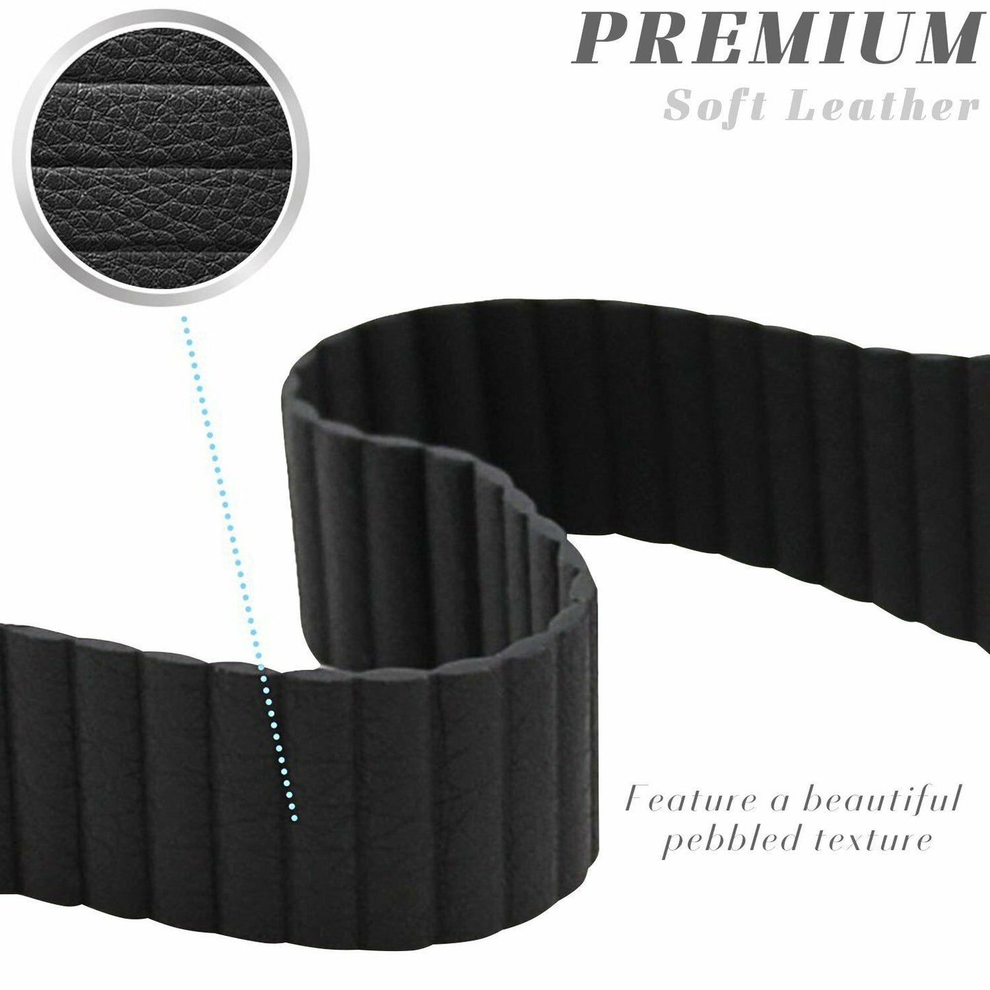 Leather Magnetic Bracelet Band Apple Watch Compatible, Loop Closure Strap