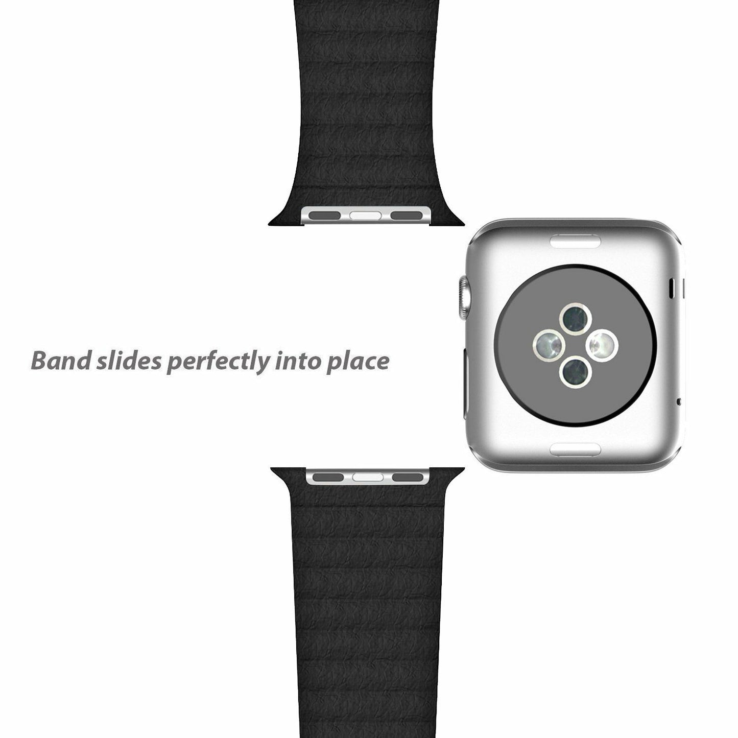 Leather Magnetic Bracelet Band Apple Watch Compatible, Loop Closure Strap