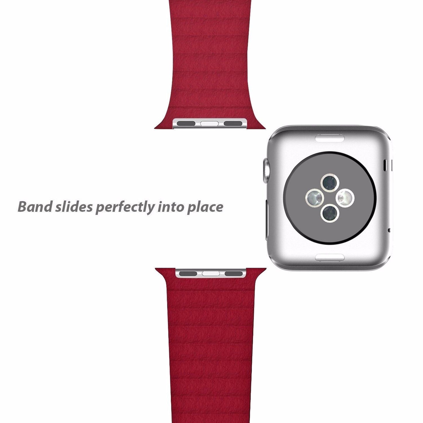 Leather Magnetic Bracelet Band Apple Watch Compatible, Loop Closure Strap