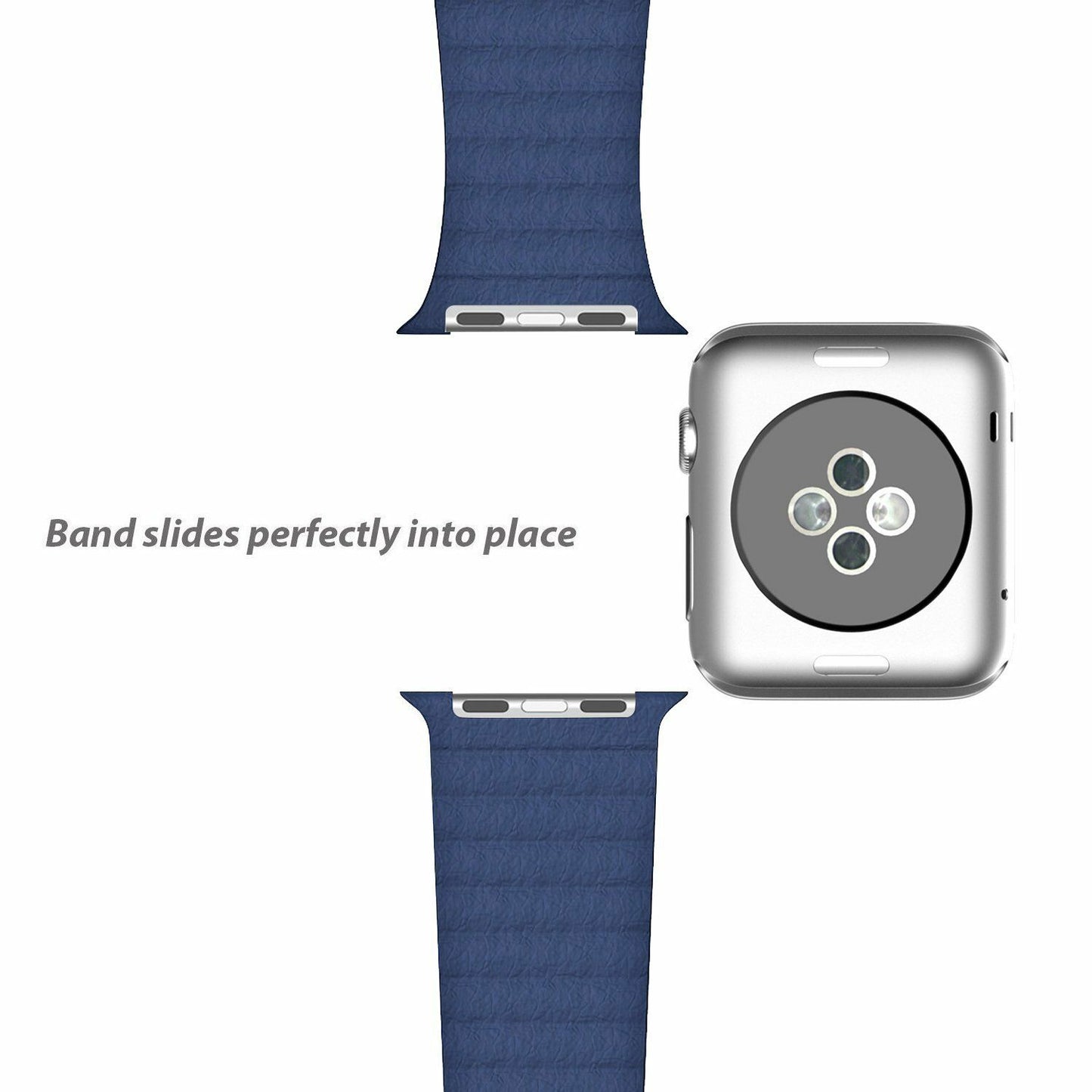 Leather Magnetic Bracelet Band Apple Watch Compatible, Loop Closure Strap