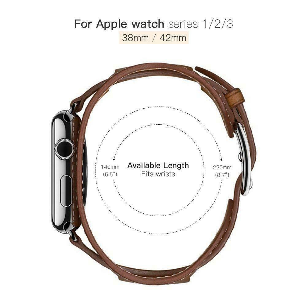 Leather Wide Cuff Band compatible with Apple Watch, 3-Piece Strap