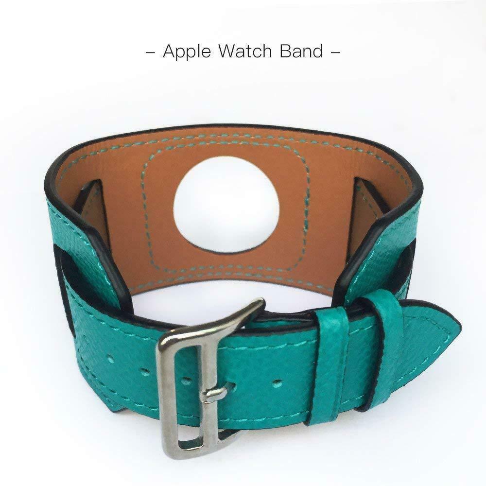 Leather Wide Cuff Band compatible with Apple Watch, 3-Piece Strap