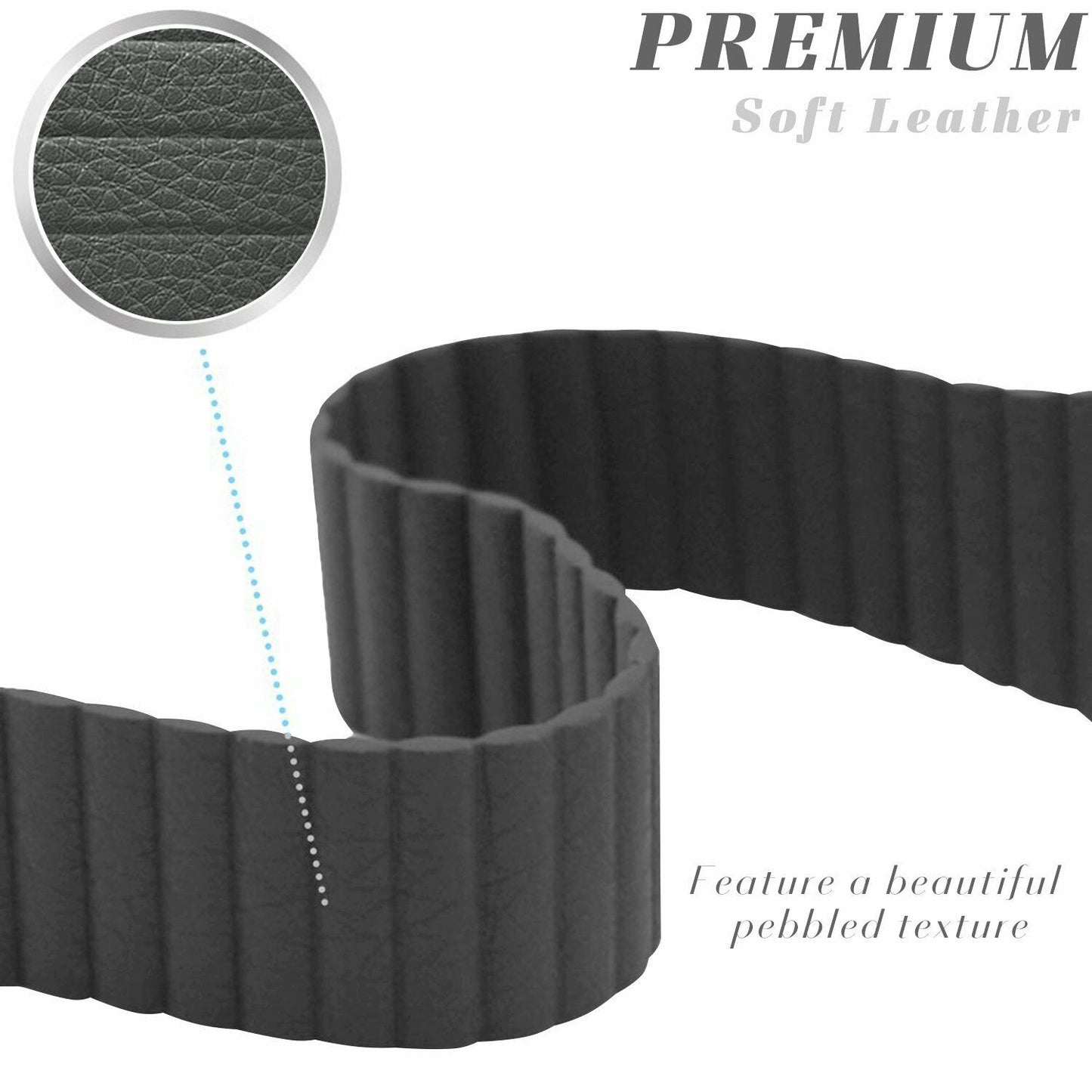 Leather Magnetic Bracelet Band Apple Watch Compatible, Loop Closure Strap