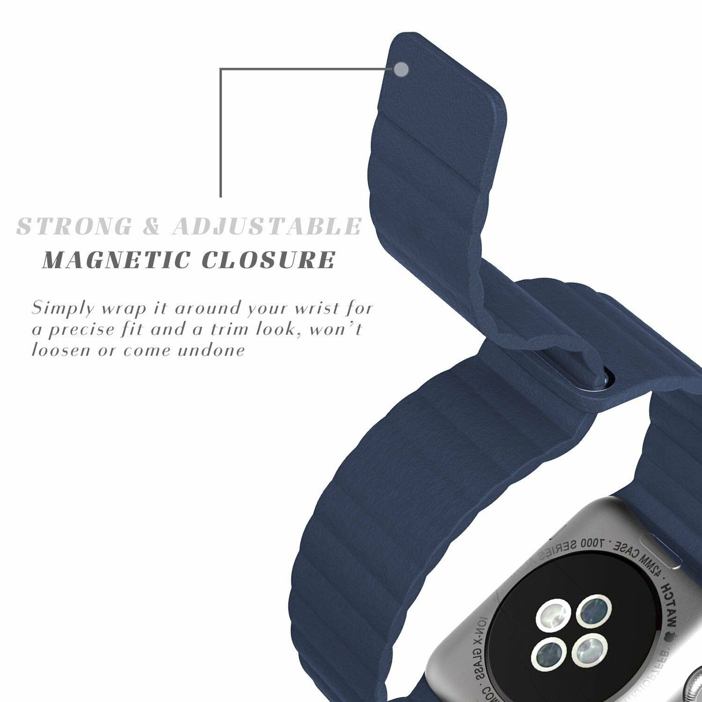 Leather Magnetic Bracelet Band Apple Watch Compatible, Loop Closure Strap