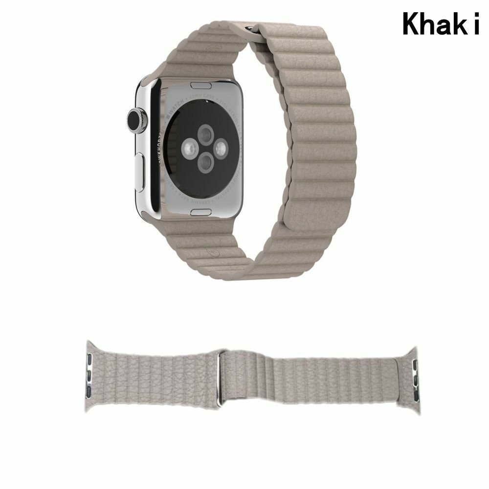 Leather Magnetic Bracelet Band Apple Watch Compatible, Loop Closure Strap
