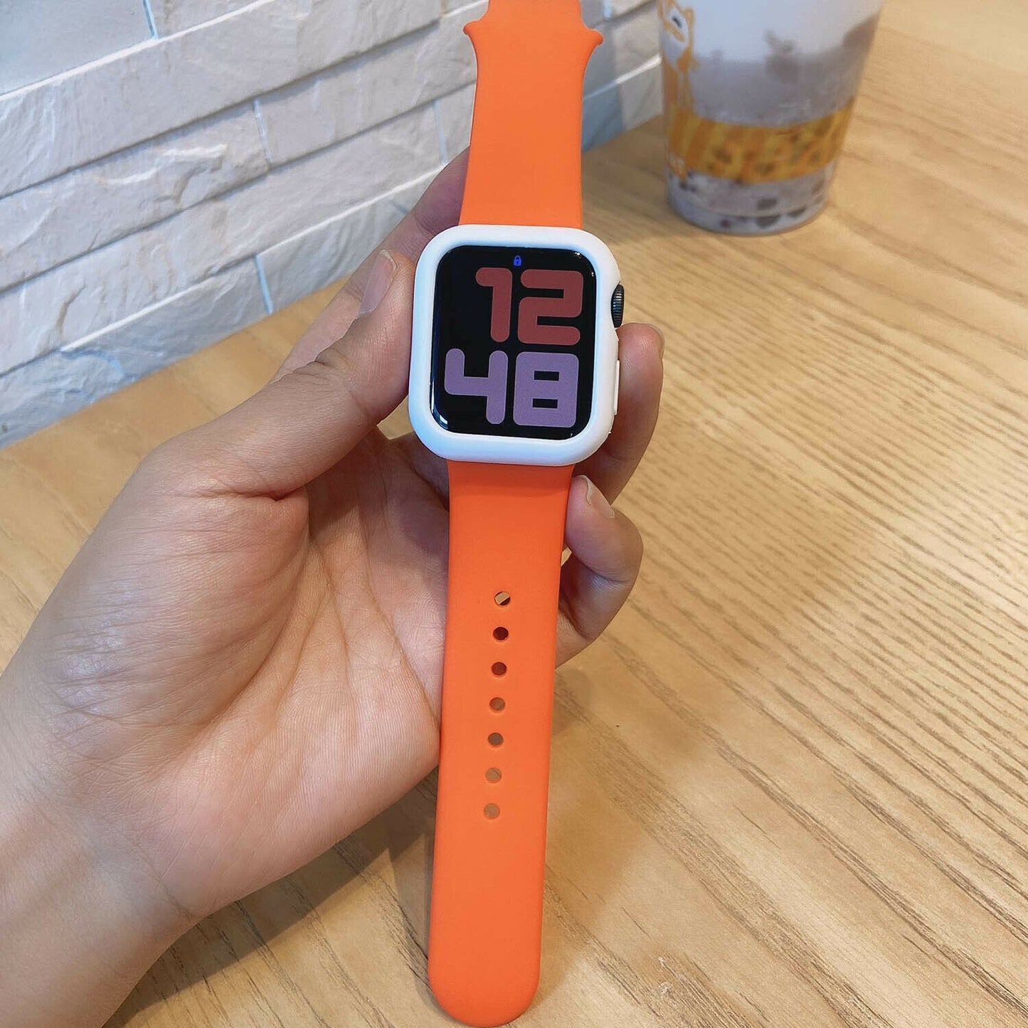 Sports Band + Protector Case  compatible with Apple Watch, Silicon Rubber Strap