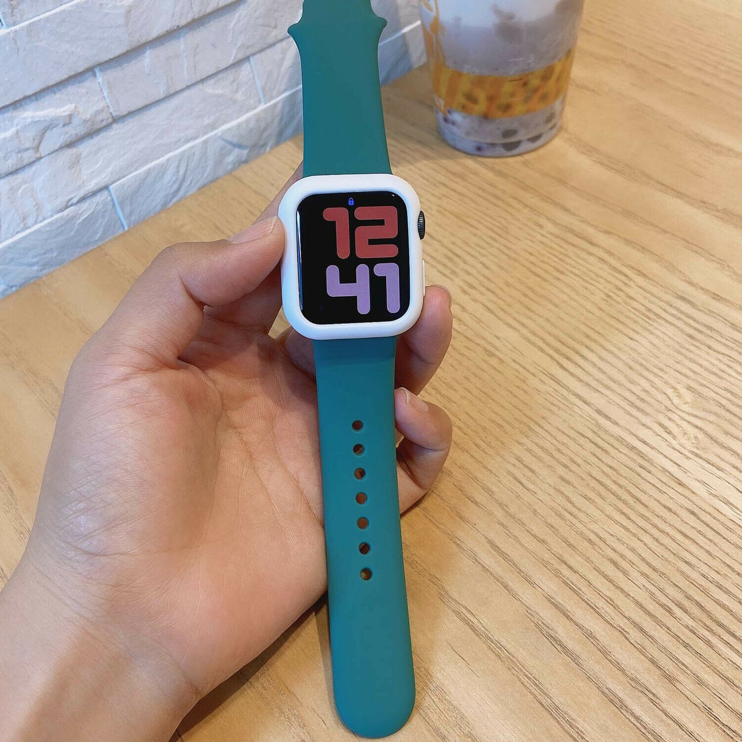 Sports Band + Protector Case compatible with Apple Watch, Silicon Rubber Strap