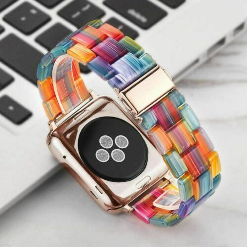 Resin Link Band compatible for Apple Watch, Metal Clasp Bracelet Strap