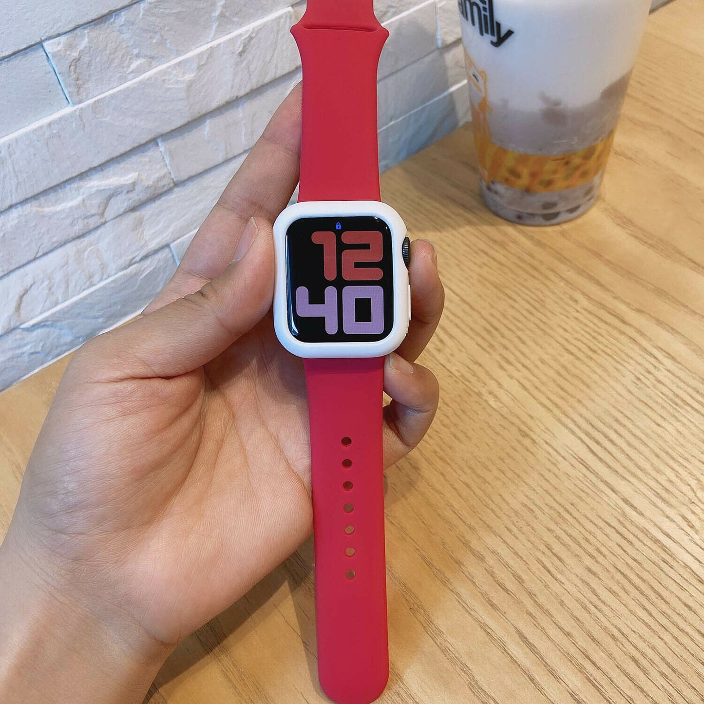 Sports Band + Protector Case compatible with Apple Watch, Silicon Rubber Strap