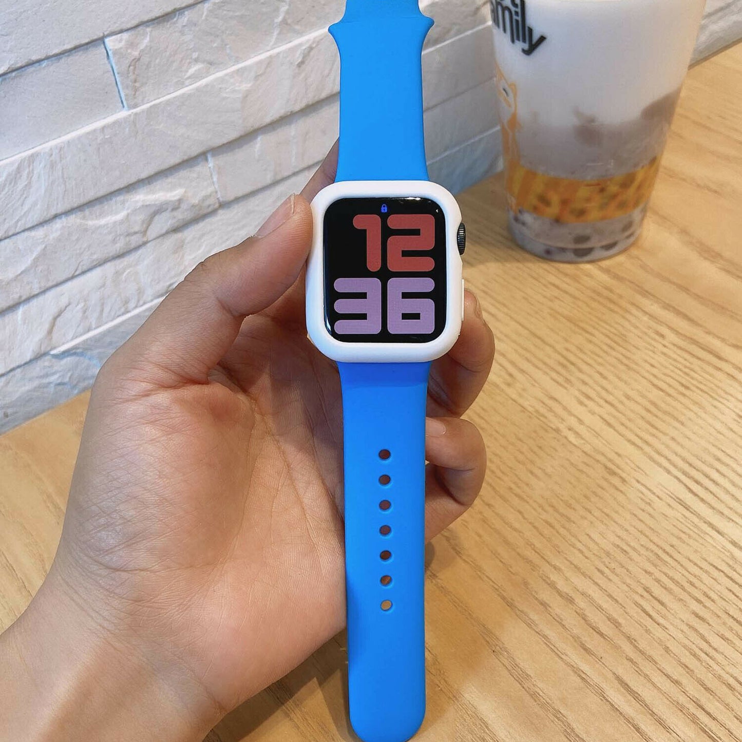 Sports Band + Protector Case compatible with Apple Watch, Silicon Rubber Strap