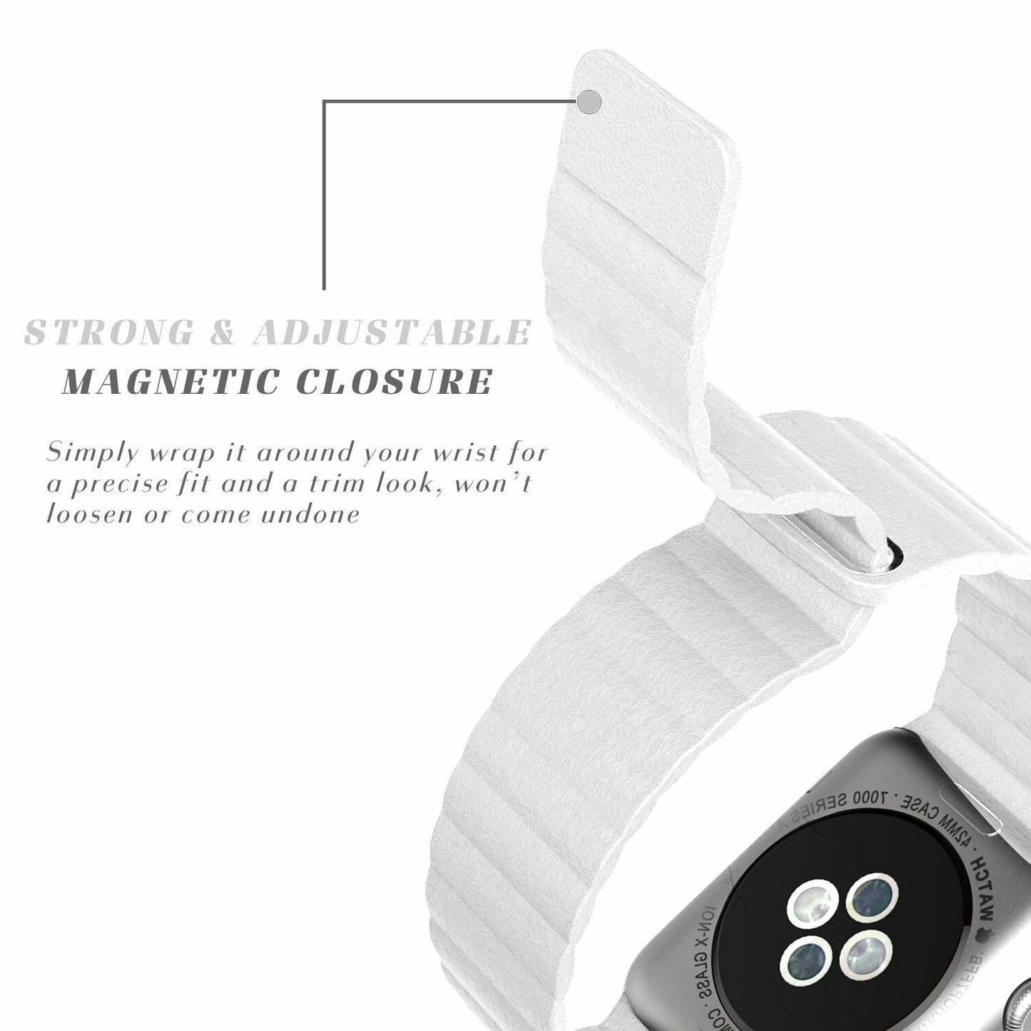 Leather Magnetic Bracelet Band Apple Watch Compatible, Loop Closure Strap