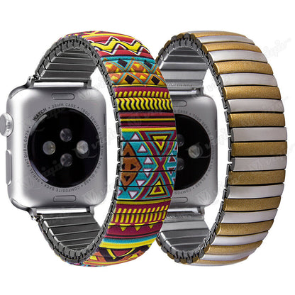 Metal Stretch Band compatible with Apple Watch, Boho Design Strap