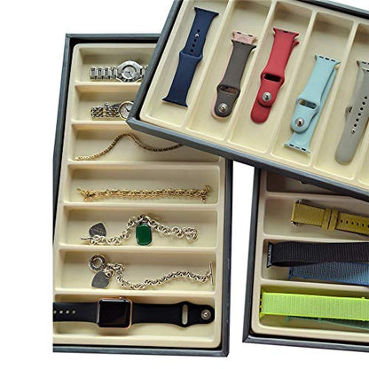 XCHANGEABLES apple watch bands stackable organizer jewelry storage case grey/beige_01