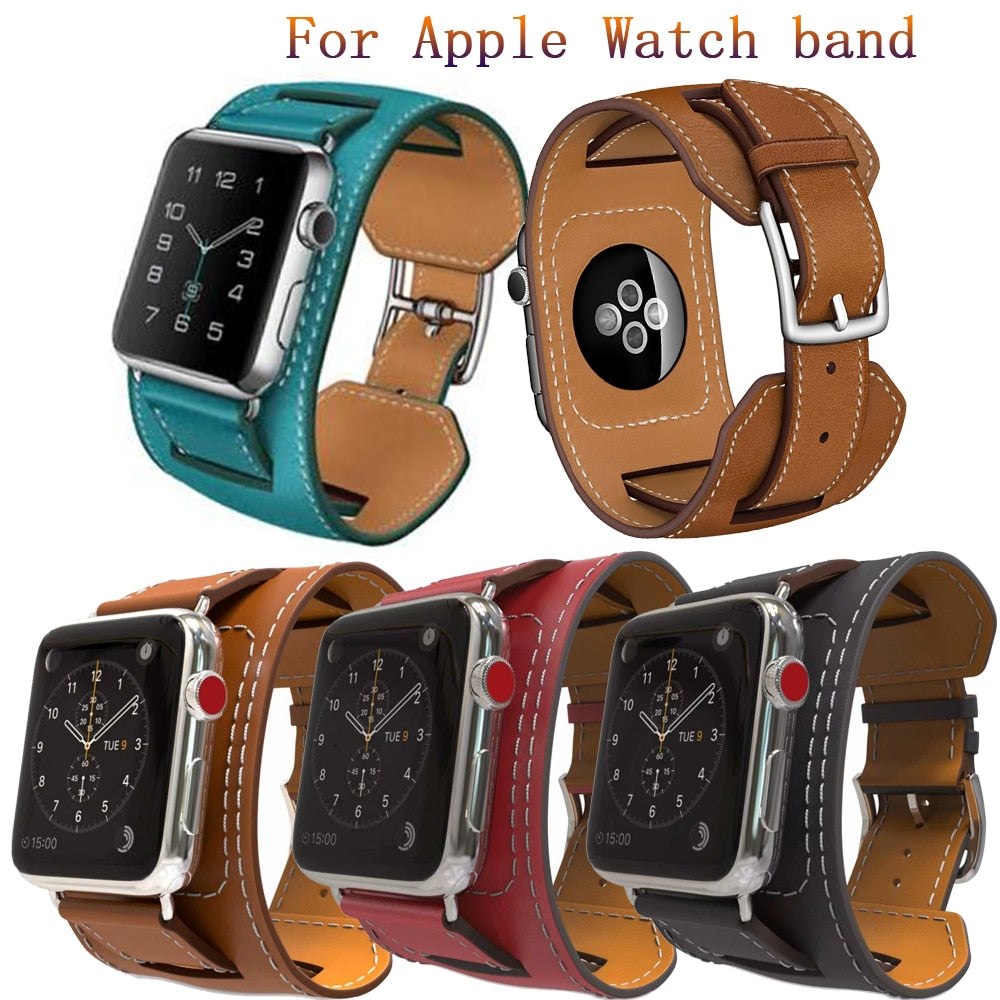 Leather cuff band apple watch strap hermes