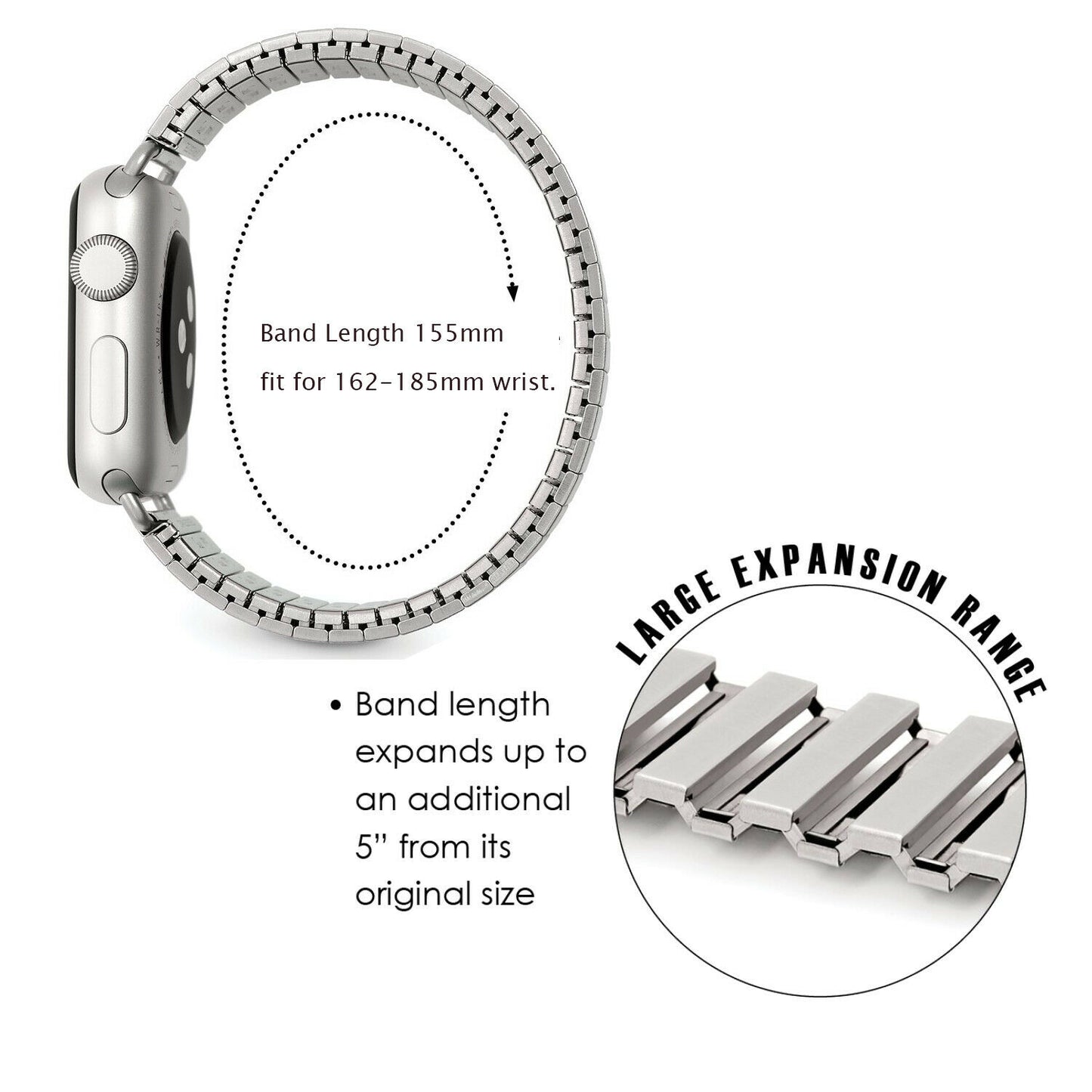 Metal Stretch Band compatible with Apple Watch, Boho Design Strap