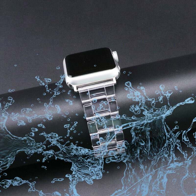 Resin Link Band compatible for Apple Watch, Metal Clasp Bracelet Strap