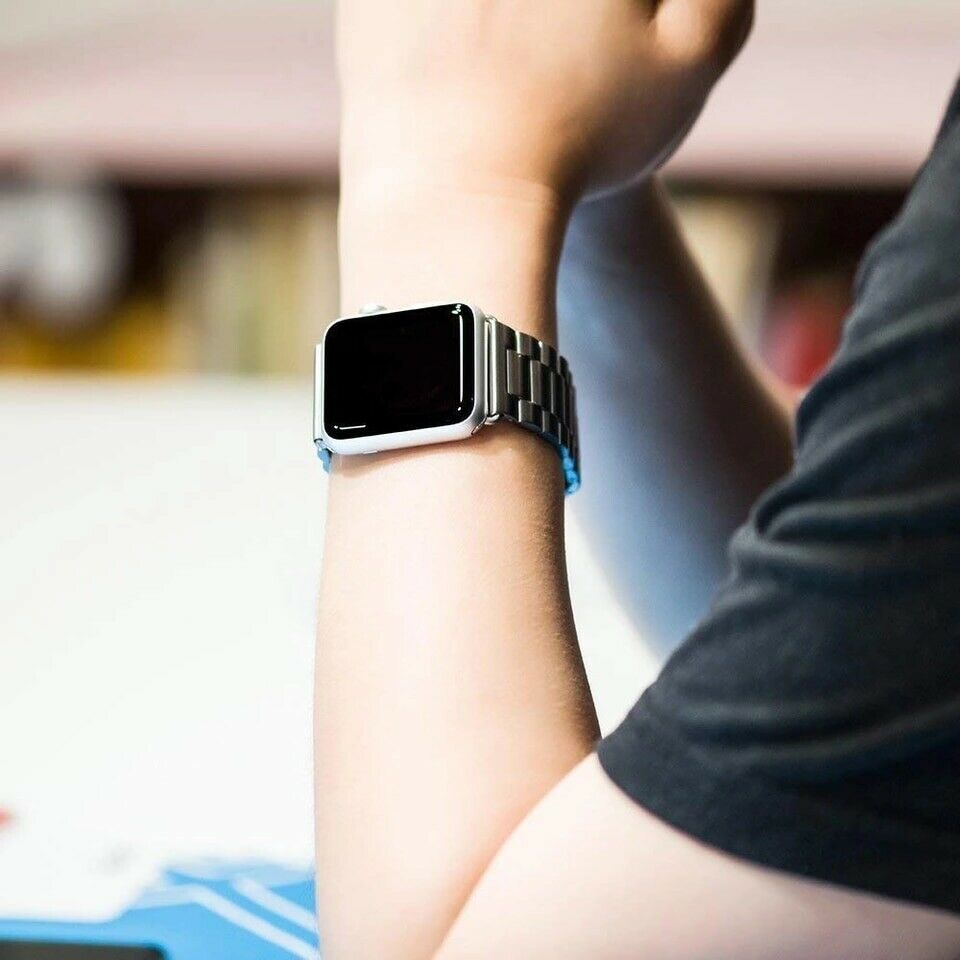 Metal Link Band compatible with Apple Watch, Stainless Steel Strap