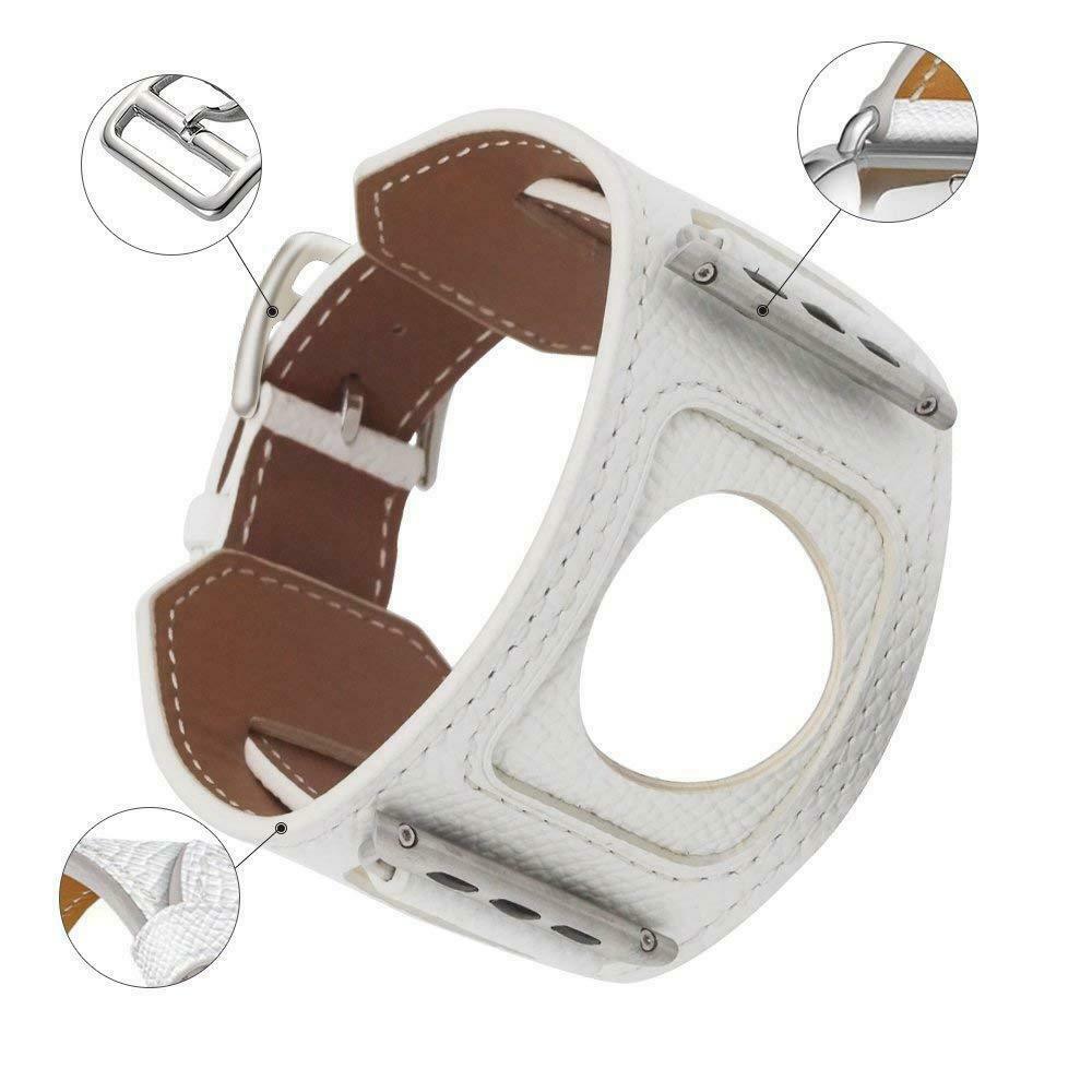 Leather Wide Cuff Band compatible with Apple Watch, 3-Piece Strap