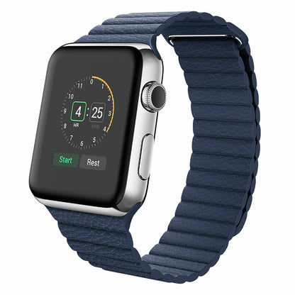 Leather Magnetic Bracelet Band Apple Watch Compatible, Loop Closure Strap