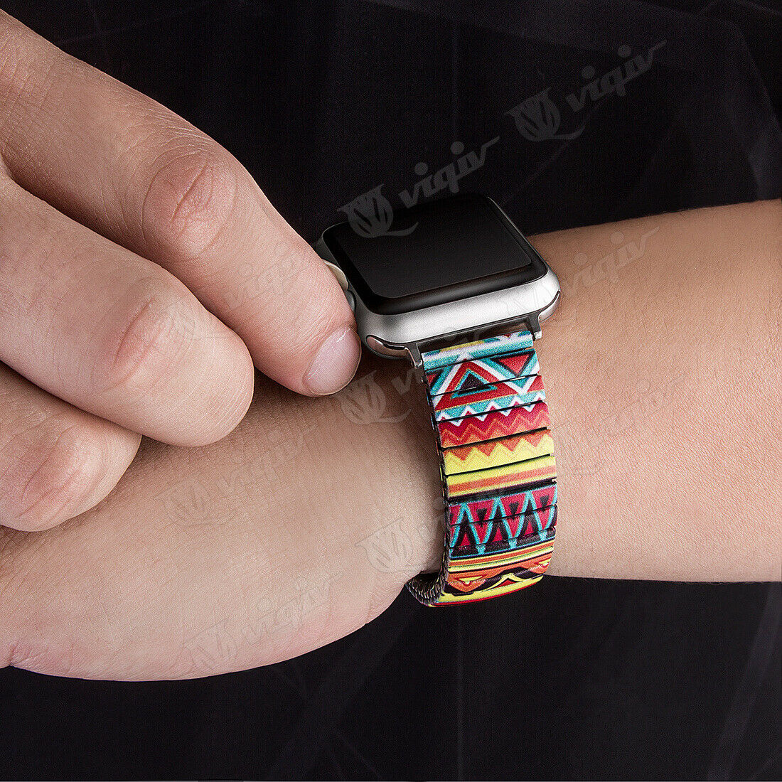 Metal Stretch Band compatible with Apple Watch, Boho Design Strap