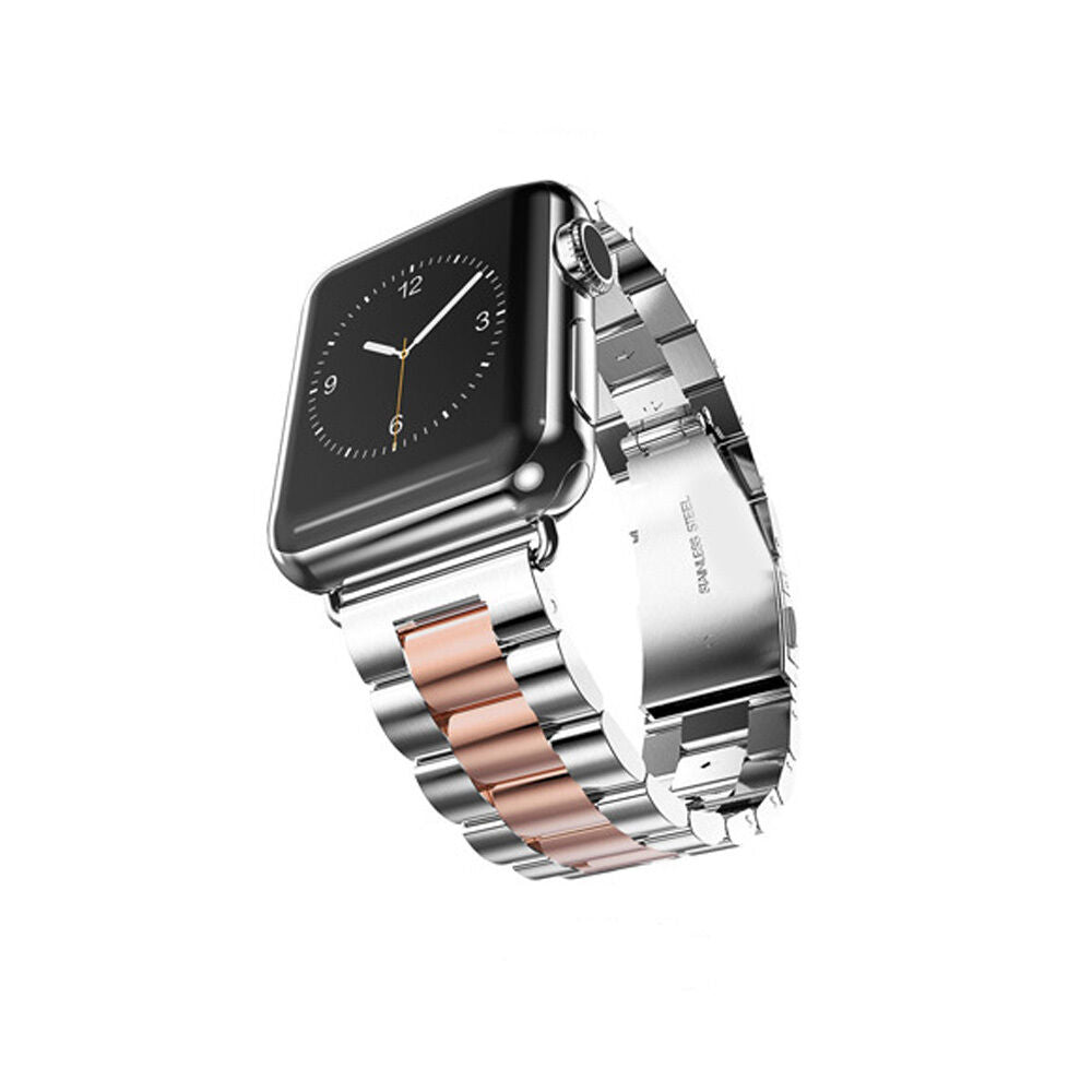 Metal Link Band compatible with Apple Watch, Stainless Steel Strap