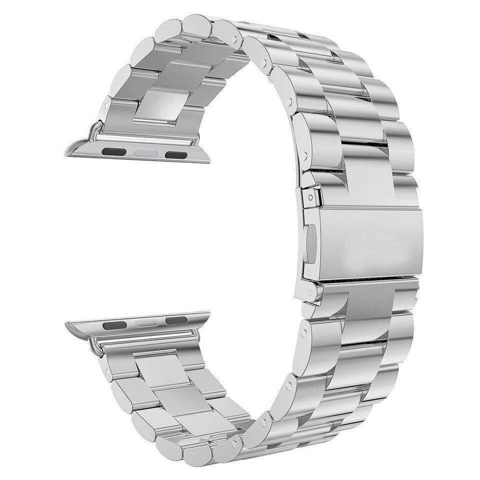 Metal Link Band compatible with Apple Watch, Stainless Steel Strap